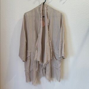 Marisima Boho Frayed Edge Linen Cardigan/Duster - One Size - NWT